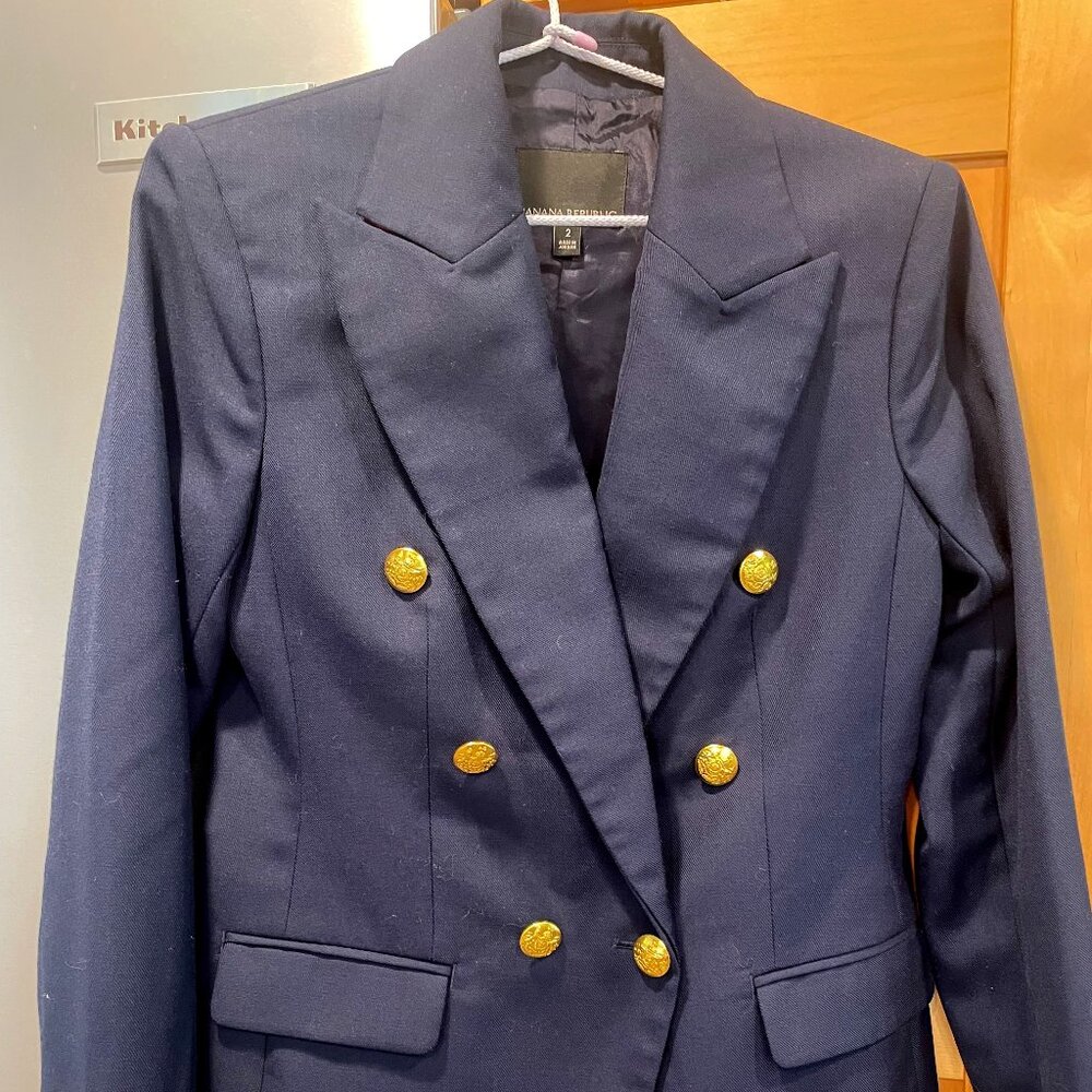 Navy Captain Blazer, Banana Republic, Size 2